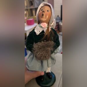 Byers Caroler Green Velvet Outfit with Fur Accent